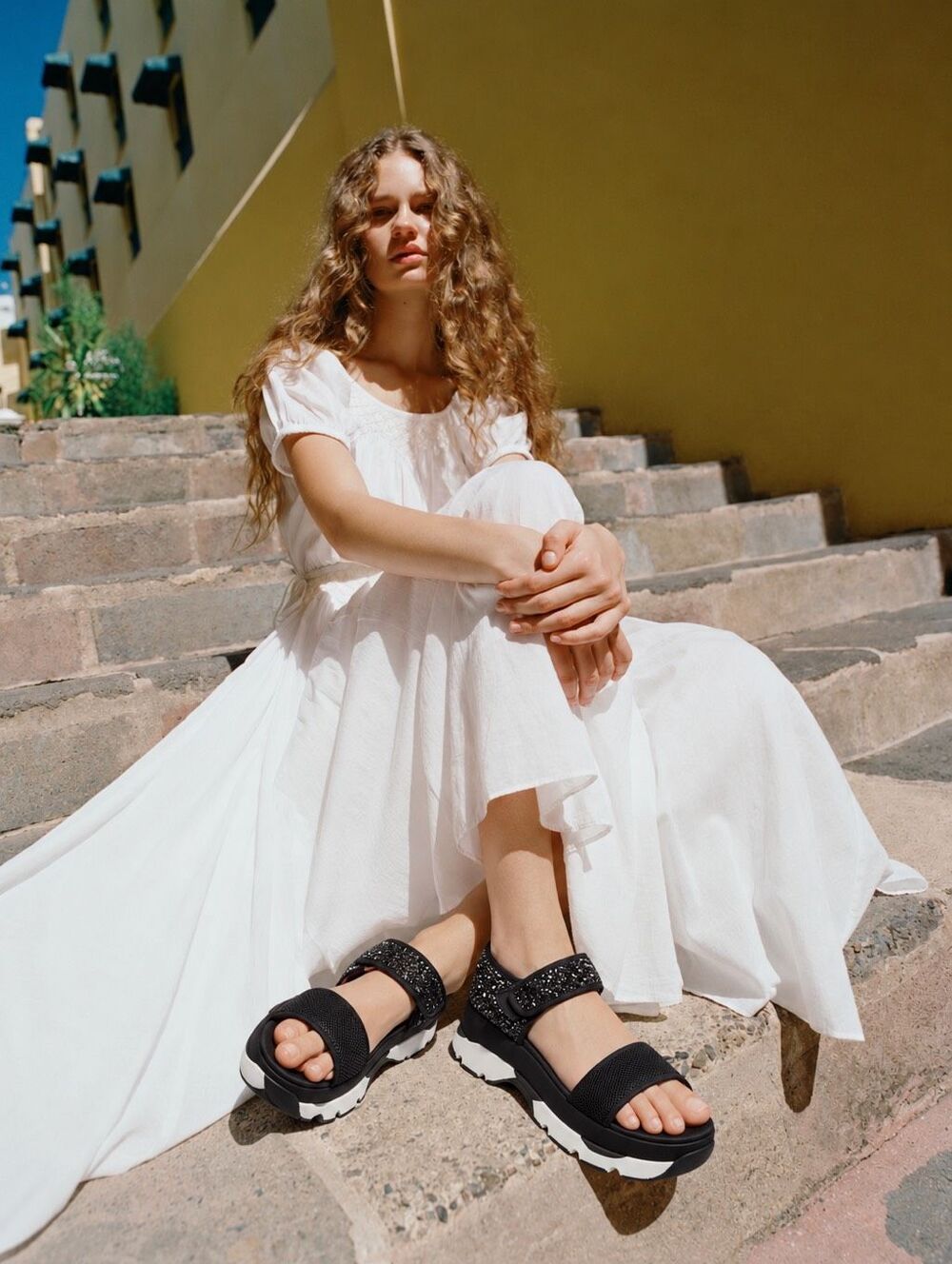 Marni Black Glitter Neoprene Platform Fussbett Sandals, $790 Sz 6.5